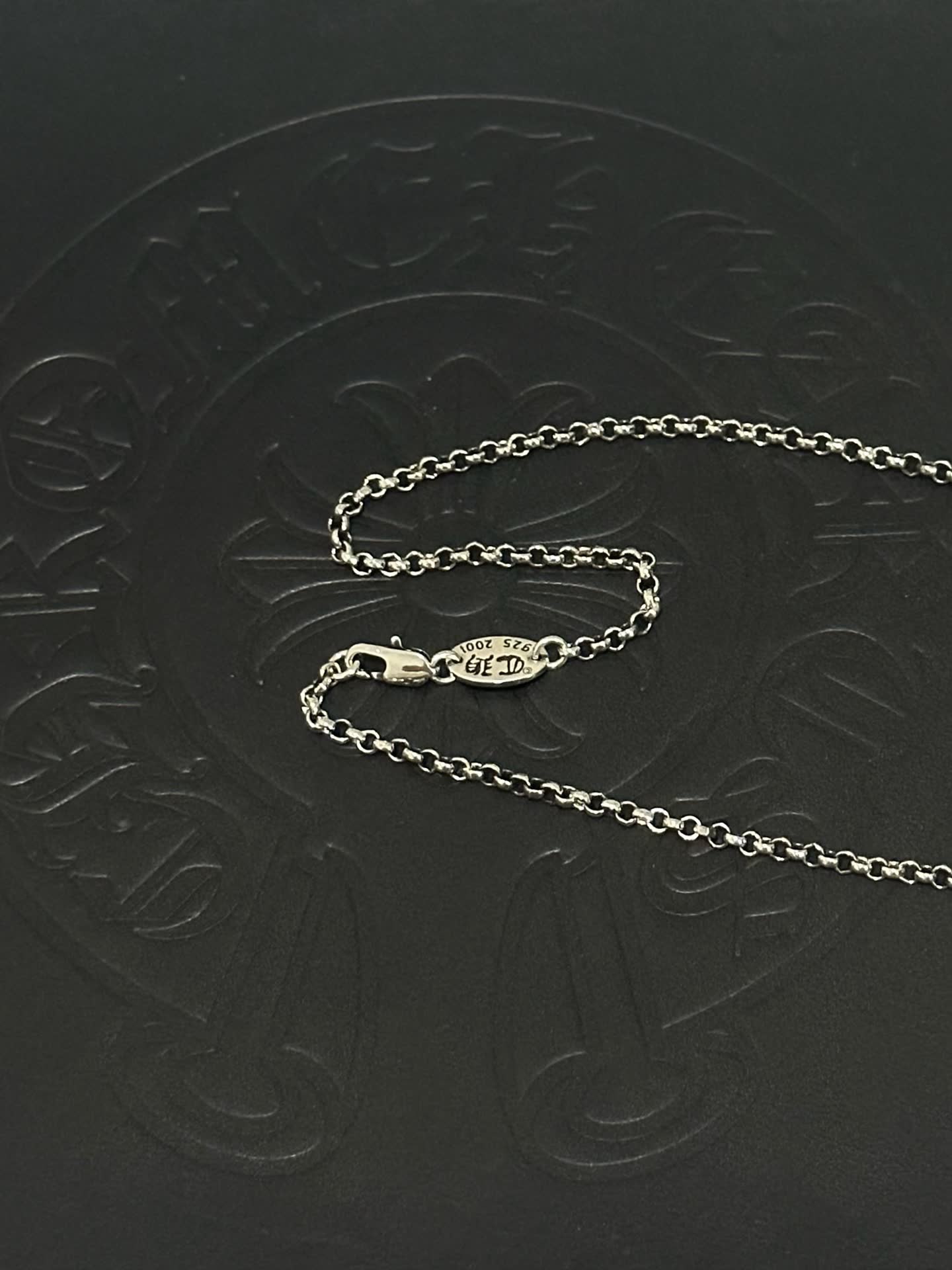 Chrome Hearts Silver Cross Pendant with Pink Stones